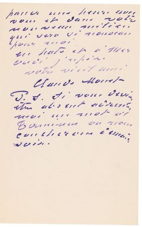Lot #576 Claude Monet: Monet hopes to be “able to at least shake your hand but nothing is less certain,” as he leaves Venice - Image 2
