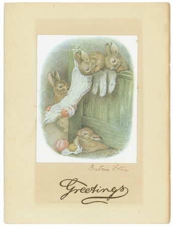 Lot #585 Beatrix Potter: Doubly-signed Christmas wishes from Beatrix Potter - Image 1
