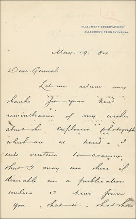 Lot #449 Samuel P. Langley Handwritten Letter Signed - Image 1