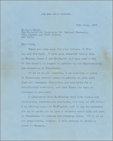 Lot #450 Charles Lindbergh: Lindbergh and Nazi sympathizer Dr. Alexis Carrel contribute the study of the artificial heart - Image 1