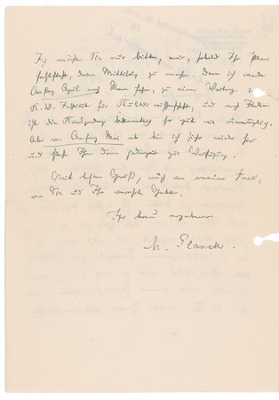 Lot #254 Max Planck: Planck sends gracious thanks to a prominent couple for donating a portrait of him - Image 2