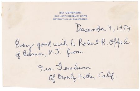 Lot #699 George and Ira Gershwin Signatures - Image 1