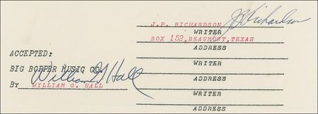 Lot #763 Big Bopper: Big Bopper transfers the rights to ?Big Love? - Image 3