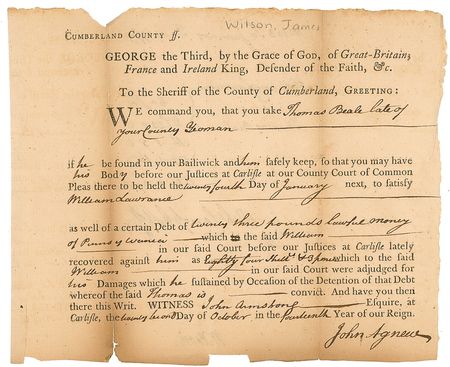 Lot #176 Declaration of Independence: James Wilson Signed Document - Image 1