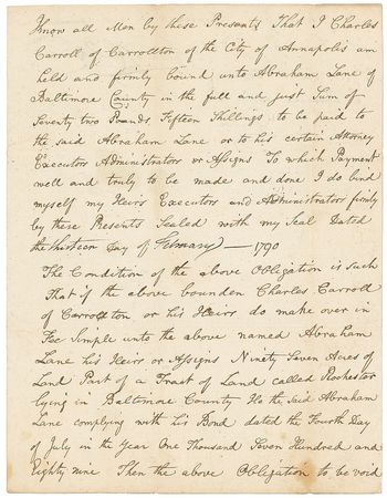 Lot #161 Declaration of Independence: Charles Carroll: A shrewd signer of the Declaration of Independence builds his empire - Image 1
