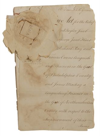Lot #170 Declaration of Independence: John Morton: Declaration signer does his part to relieve ?languishing? debtors - Image 1