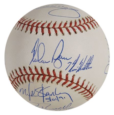 Lot #1342 Nolan Ryan and Catchers: Nolan and his no-no?s - Image 1