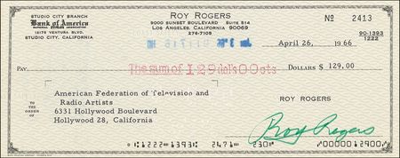 Lot #980 Roy Rogers Checks - Image 1