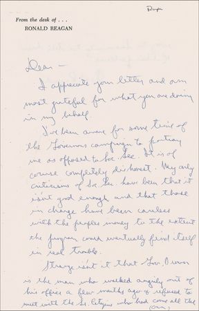 Lot #85 Ronald Reagan: “Governor [Brown’s] campaign to portray me as opposed to Social Security…is of course completely dishonest” - Image 1