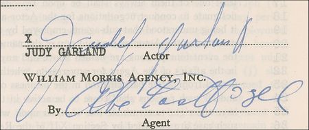 Lot #891 Judy Garland: Garland signs with William Morris just before her historic Palace Theater engagement - Image 3