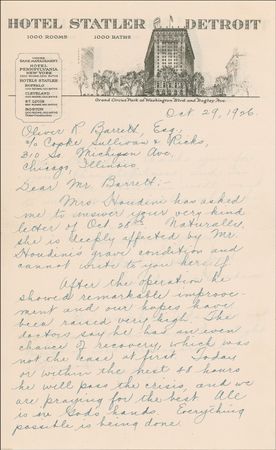 Lot #922 Harry Houdini: “All is in God’s hands”: the dramatic final days of Harry Houdini - Image 2