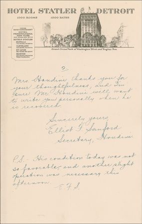 Lot #922 Harry Houdini: “All is in God’s hands”: the dramatic final days of Harry Houdini - Image 3