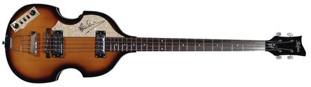 Lot #665 Beatles: McCartney, Paul: McCartney signs his trademark Höfner “violin” bass, with a glowing Caiazzo review - Image 1