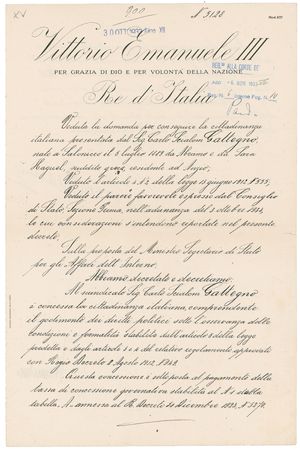 Lot #251 Benito Mussolini and Vittorio Emanuele III Signed Document - Image 1