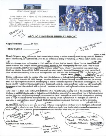 Lot #382 Alan Bean Souvenir Signed Mission Control Typescript - Image 2