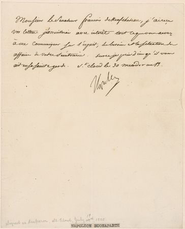 Lot #327 Napoleon and Rembrandt Peale: Artist Peale ?wish[es] to see the autograph of ?Napoleon???which is provided here - Image 2