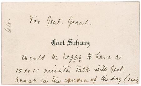 Lot #334 Carl Schurz Calling Card - Image 1