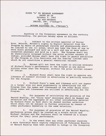 Lot #1146 Richard Pryor Signed Document - Image 1