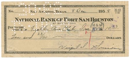 Lot #407 Gus Grissom Check - Image 2
