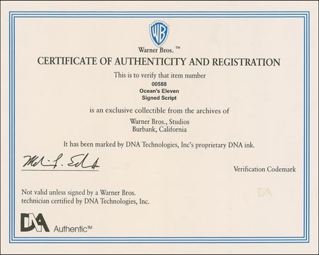 Lot #1132 Oceans 11 Script - Image 2