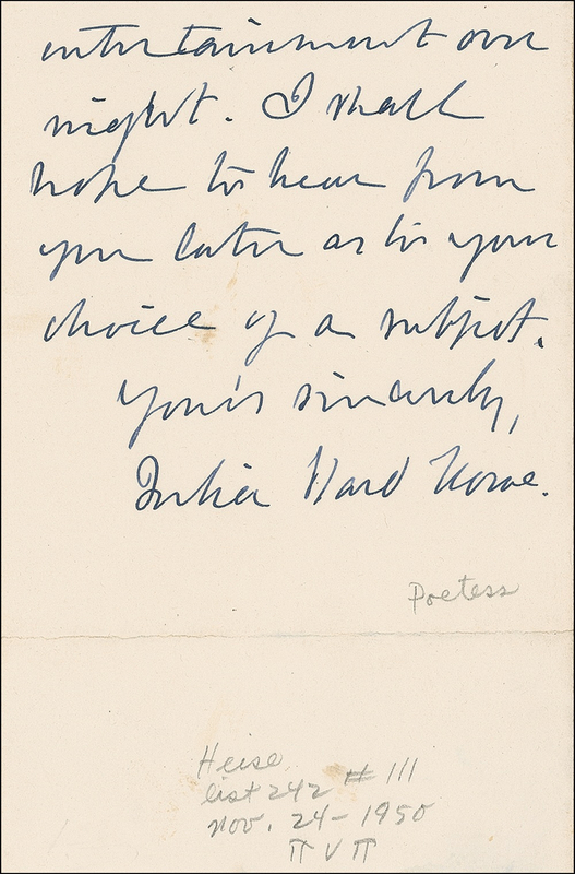 Lot 498 Julia Ward Howe