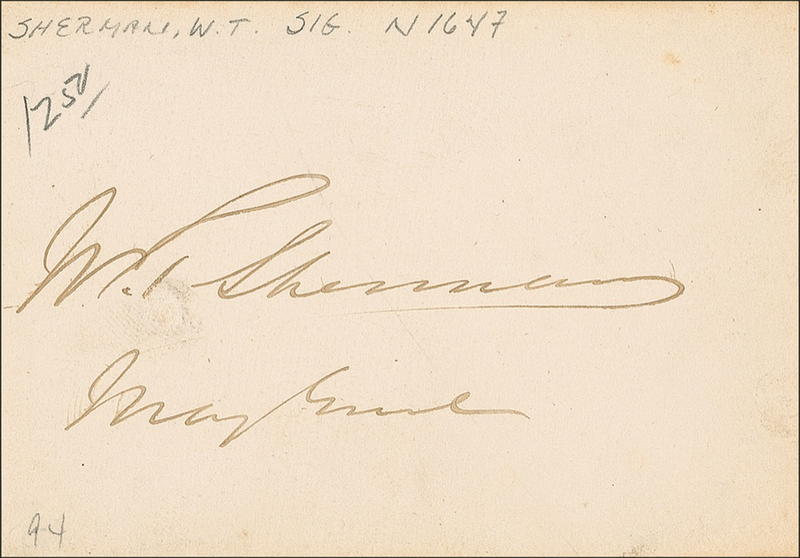 Lot 368 William T. Sherman Signature