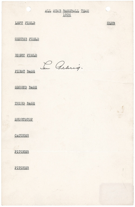 Lot 1233 Lou Gehrig Signature
