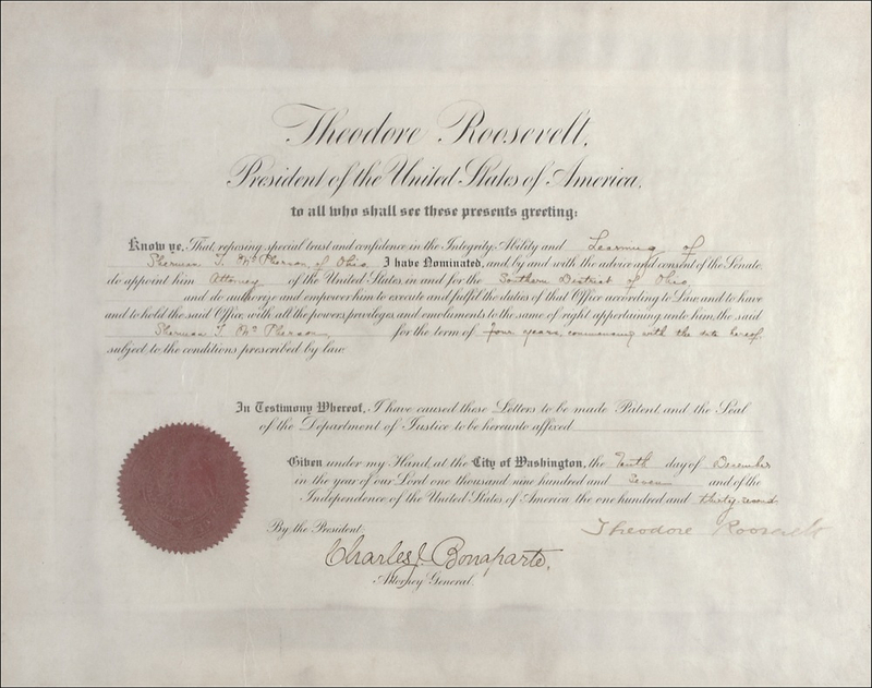 Lot 110 Theodore Roosevelt Signed Document