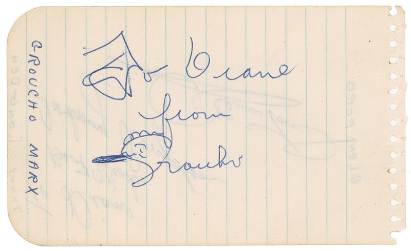 Lot 980 Groucho Marx: In-person Groucho with cigar sketch