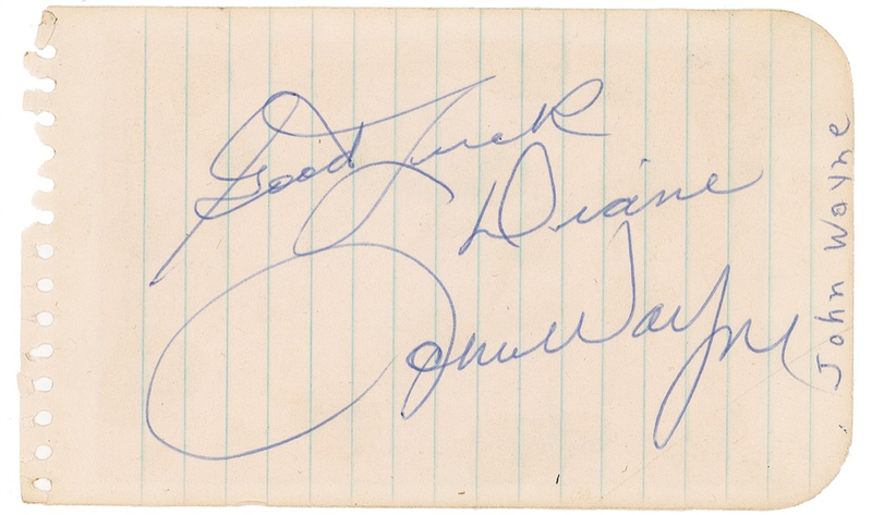 Lot 1047 John Wayne Signature