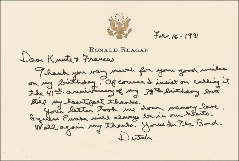 Lot 92 Ronald Reagan:  ?I insist on calling it the 41st anniversary of my 39th birthday?