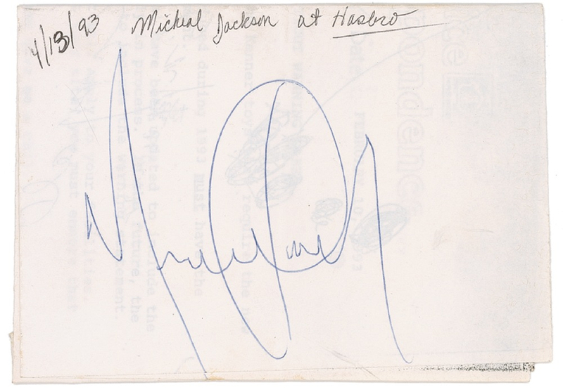 Lot 715 Michael Jackson Signature