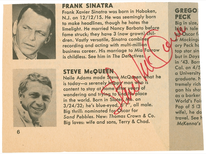 Lot 984 Steve McQueen Magazine Page