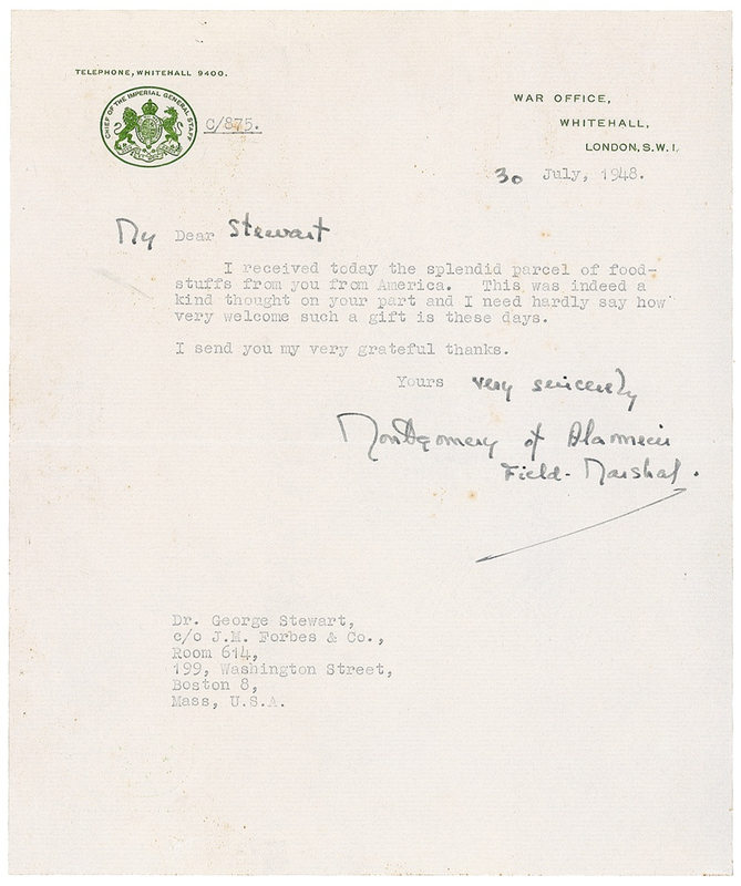 Lot 352 Montgomery of Alamein Typed Letter Signed