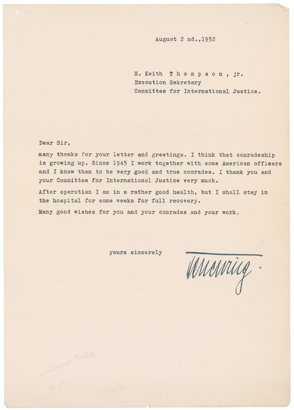 Lot 338 Albert Kesselring Typed Letter Signed