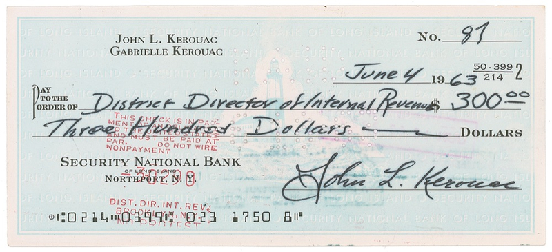 Lot 501 Jack Kerouac Check