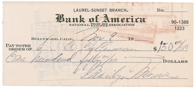 Lot 993 Marilyn Monroe: Early in her career Marilyn pays for psychoanalysis