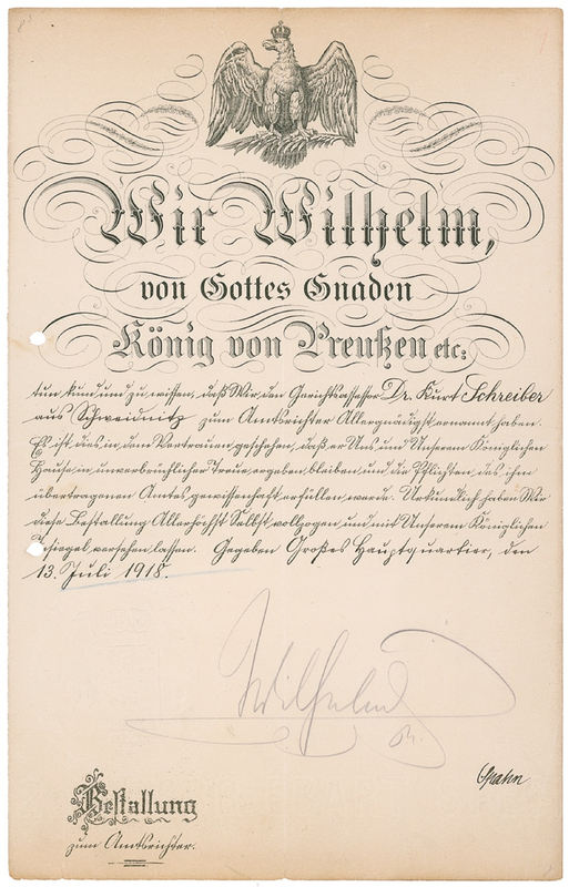 Lot 293 Wilhelm II Signed Document