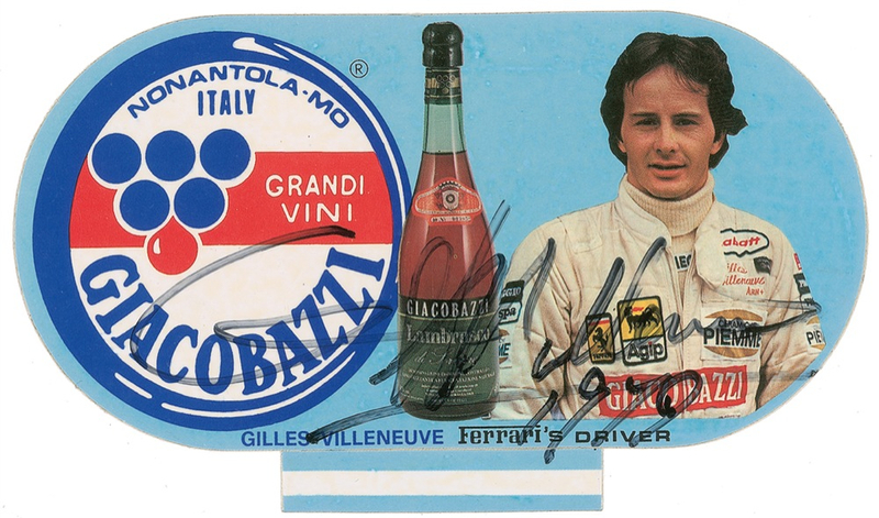 Lot 1354 Gilles Villeneuve Promotional Decal
