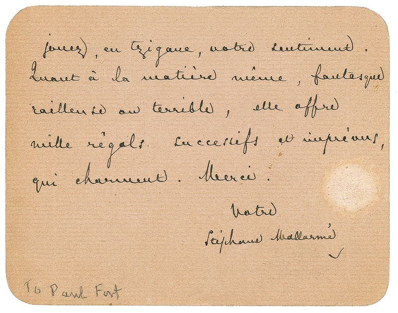 Lot 509 Stephane Mallarme Handwritten Letter Signed