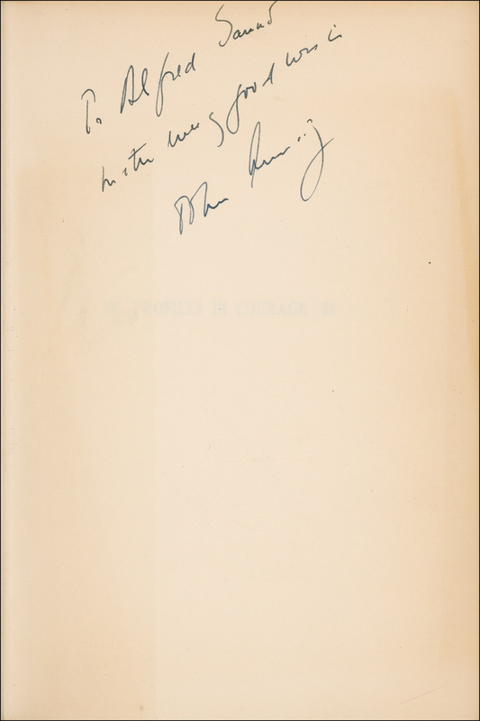 Lot 59 John F. Kennedy: Democrat Kennedy inscribes his Pulitzer Prize-winner for a Massachusetts Republican