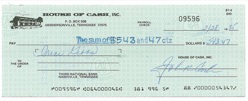 Lot 671 Johnny Cash Check