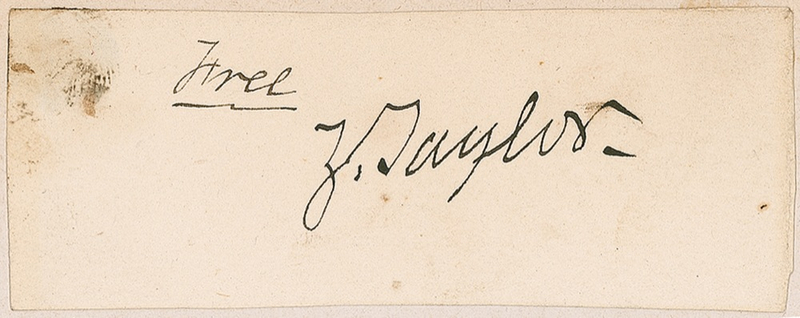 Lot 119 Zachary Taylor: Zachary Taylor franking signature with early documentation