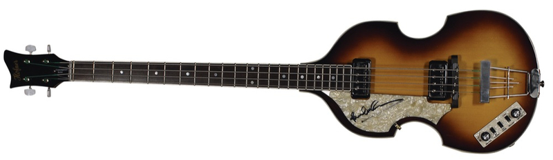 Lot 655 Beatles: Paul McCartney: McCartney signs a Höfner “violin” bass guitar, his trademark instrument