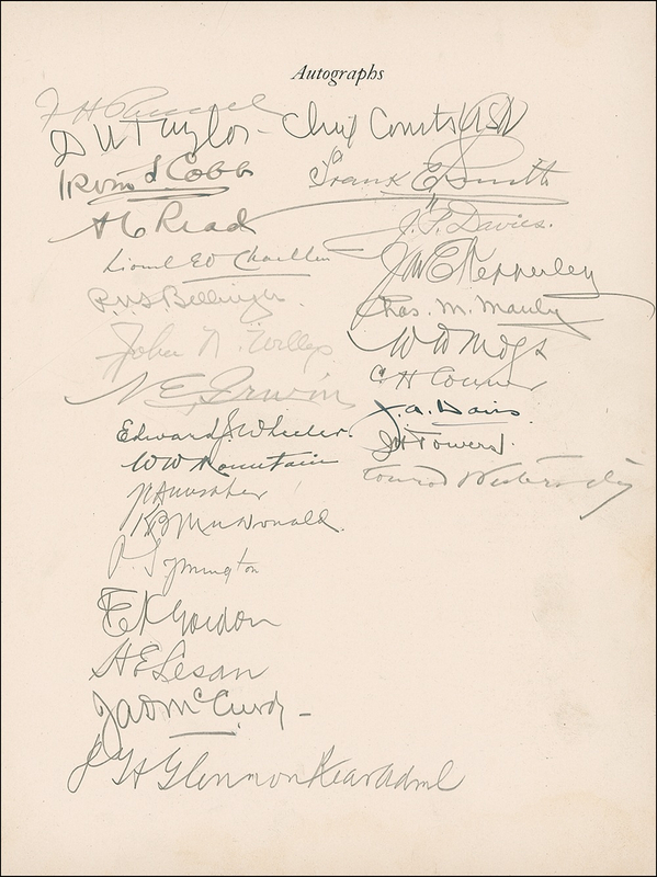Lot 423 Flight Across the Atlantic: Twenty-seven early 20th century naval aviators commemorate The Flight Across the Atlantic