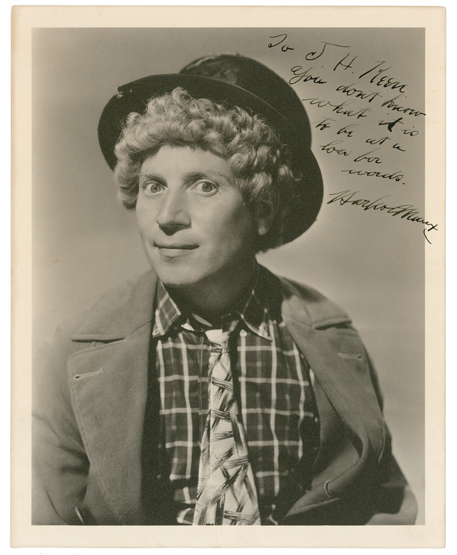 Lot 981 Harpo Marx: ?You don?t know what it isto be at a loss for words?
