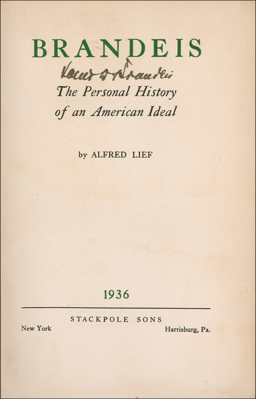 Lot 263 Supreme Court: Louis D. Brandeis Book