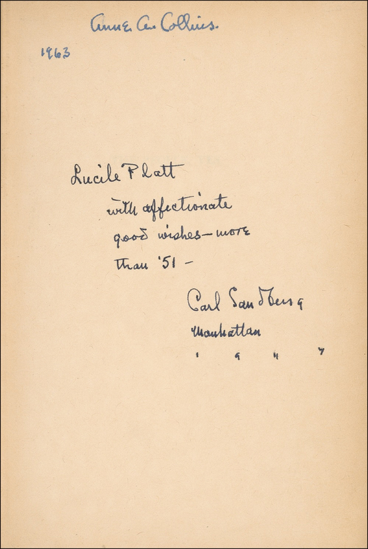 Lot 540 Carl Sandburg Book