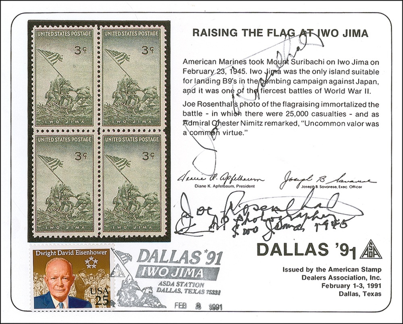 Lot 333 Iwo Jima: Joe Rosenthal Commemorative Sheet