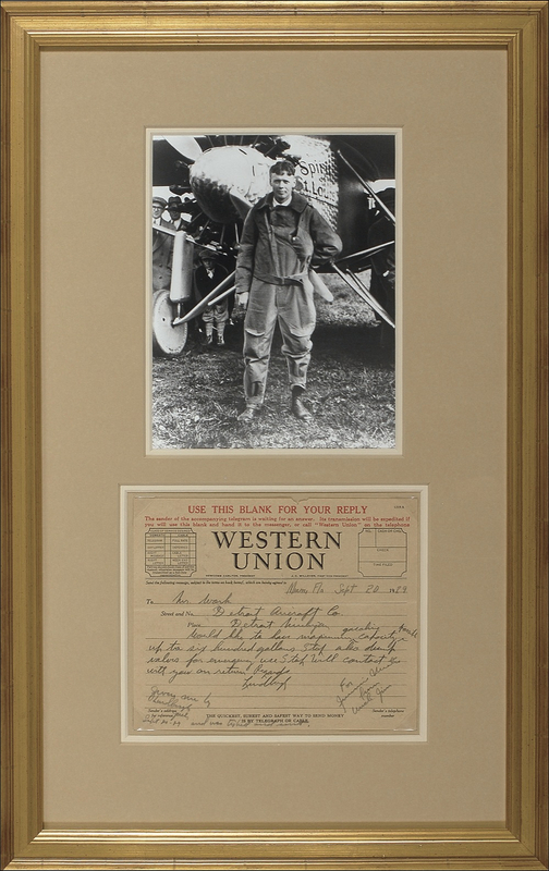 Lot 430 Charles Lindbergh: Looking skyward, Lindbergh asks for an aircraft with high gasoline capacity